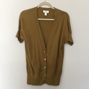 LOFT olive green short sleeve cardigan